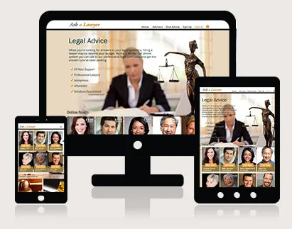 Mobile-ready legal advice home page with categories