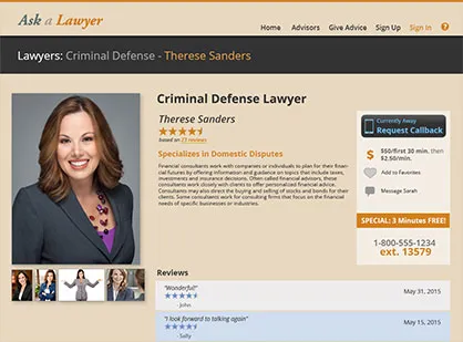 Ask a lawyer profile page