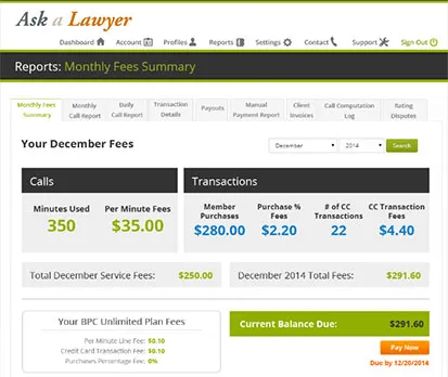 Legal advice transaction reports