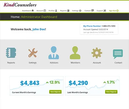 Counseling administrator dashboard