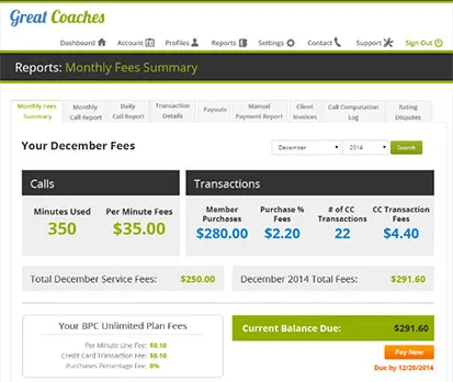 Coaching transaction reports
