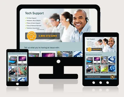 Mobile-ready tech support home page with categories