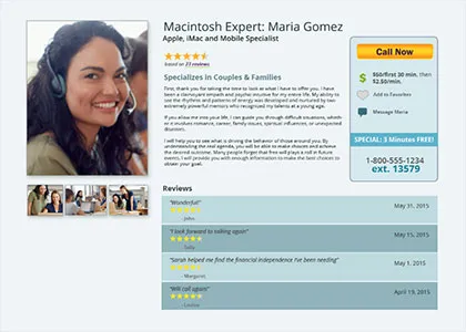 Tech expert profile page with photos