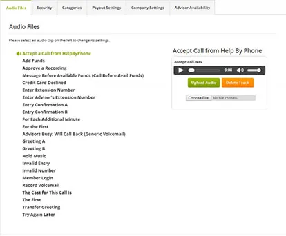 Customizing audio files, hours and pricing